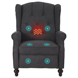 SAMERY Wingback Recliner Chair with Massage and Heat- Accent Chair Push Back Chair for Living Room Bedroom, Tufted Comfy Reclining Arm Chair Sofa, Reading, Napping…